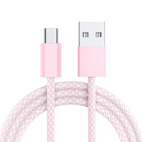 Câble de données tressé Type-C couleur macaron 2m pour iPhone/Android, charge rapide, vente en gros