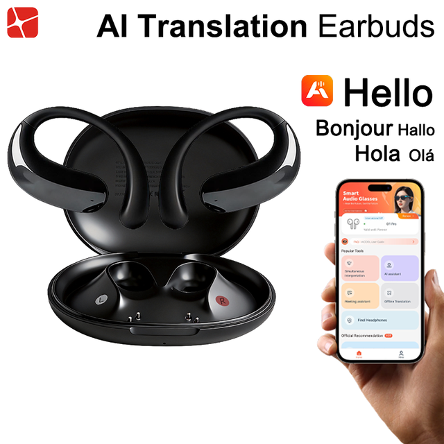 Safe Hanging Ear Earbuds Translator Smart Ai Translator Headphones All-Day Comfort Ultra Thin Portable Language Buds