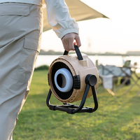 Ventilateur de camping portable H10 de taille jumbo avec batterie 20000 mAh, éclairage LED et socle, peut charger le téléphone