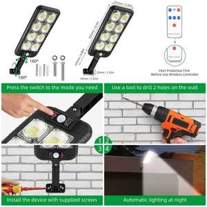 COB LED Solar Straßen laternen Outdoor Ip65 Bewegungs sensor Sicherheit Wand leuchte mit <span class=keywords><strong>3</strong></span> Modi für Garten, Straße, Deck, Hof, Garage - Product Image 4