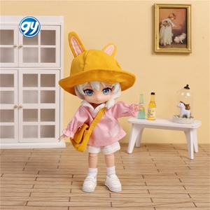 أزرق فاتح وردي Ob11 ملابس أطفال قميص + بنطال + قبعة + حقيبة دب أرنب بدلة روضة أطفال مولي ملابس أطفال GSC جسم 12 BJD إكسسوار - Product Image 3