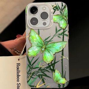 เคสโทรศัพท์ลายผีเสื้อต้นไผ่สีเขียวสำหรับ iPhone 17 16 15 14 PLUS เคสโทรศัพท์มือถือ IMD - Product Image 1