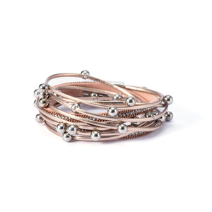 Fashionable Bohemian Two-Layer Wrap <b>Bracelet</b> Multi-Level <b>Leather</b> Diamond Inlay Magnetic Clasp Perfect Classic <b>Charm</b> for Gifts - Product Image 3