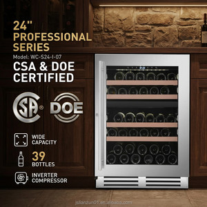 Réfrigérateur à vin professionnel encastrable de 24 pouces avec compresseur à inverter, certifié CSA DOE, 39 bouteilles, OEM/ODM - Product Image 1