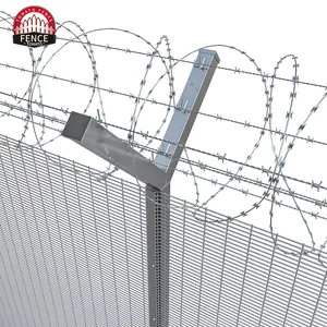 Security Fence Clear View 358 Anti-Theft Fence Prison Clear View Anti Climb Metal Steel Fence With Barbed Wire