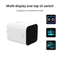 Chargeur rapide GaN 45W USB-C PD QC avec affichage LED intelligent, prise pliable US EU UK, logo personnalisé OEM