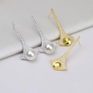 S925 <b>Silver</b> Personalized Female Earpins 4-5 <b>Pearl</b> Inlay DIY Accessories Empty Tray Semi Finished 1035 Stud <b>Earrings</b> - Product Image 1