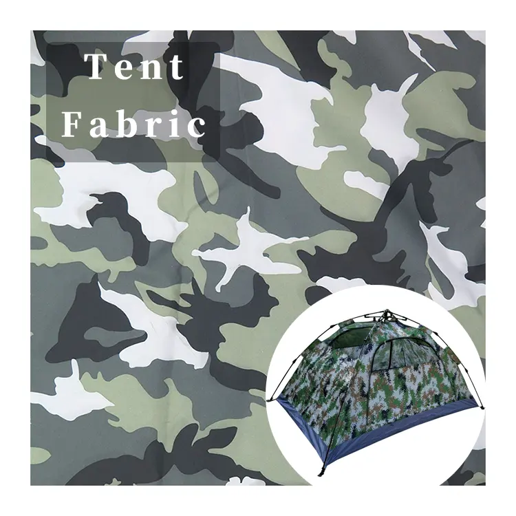 100% Polyester Materiaal 170T 190T 240T 300T Pongee Print Reflecterende Tent Camouflage Stof Waterdichte Stof Voor tent