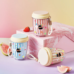 Taza de ensalada de dibujos animados, contenedor portátil para frutas con tapa y asa para desayuno, picnic, avena, origen Yiwu Hy 0271 - Product Image 2