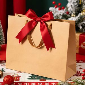 Sacs en papier kraft avec poignée à cordon personnalisés avec logo, recyclables, adaptés aux boutiques, aux cadeaux et aux achats promotionnels - Product Image 6