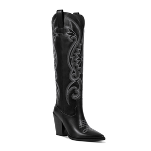 <span class=keywords><strong>Botas</strong></span> Vaqueras de Tacón Alto para <span class=keywords><strong>Mujer</strong></span>, Estilo Vaquero, Bordadas en Negro, Punta Puntiaguda, para Fiestas de Verano, Venta al por Mayor de WETKISS - Product Image 1