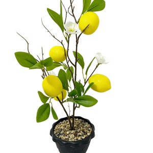 Bonsái de limón artificial con maceta de 44 cm de altura, planta verde de la fortuna para decoración del hogar. - Product Image 5