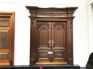 Porte d'entrée de maison de luxe, design en cuivre véritable, portes de sécurité blindées décoratives - Product Image 3