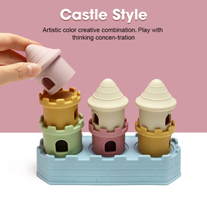 Nouveauté 0-24 mois Jouet éducatif en silicone pour bébé Construction de château Empilage Écologique Non toxique - Product Image 5