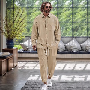 Ensemble en coton personnalisé pour <span class=keywords><strong>homme</strong></span> - <span class=keywords><strong>Chemise</strong></span> à manches longues <span class=keywords><strong>et</strong></span> <span class=keywords><strong>pantalon</strong></span> décontractés en deux pièces pour le quotidien masculin - Product Image 2