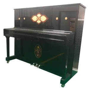 Middleofrd专业88键声学直立钢琴黑色光泽与贴花设计