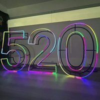 Lettre de décoration de mariage en métal 3D, cadre néon pliable RGB, numéro néon pour la décoration de fête