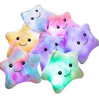 Pabrik grosir HQ warna-warni bantal lempar bercahaya boneka lembut bantal bersinar lucu bintang lima titik mainan mewah boneka mainan anak-anak
