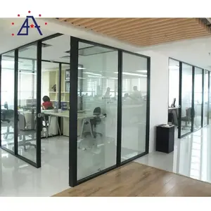 Modern Design Aluminium Modulaire Kantoor Partitie Wall Glass Geluiddichte Partitie