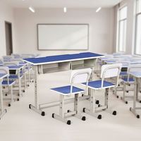 Ensemble bureau et chaise ergonomiques réglables en hauteur pour étudiants avec dossier solide pour salle de classe
