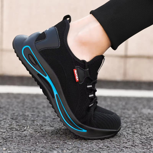 Zapatillas de deporte de malla negra para hombre, transpirables, informales, ligeras, con cordones, para correr - Product Image 4