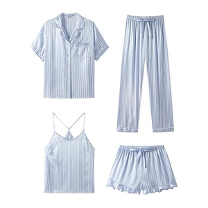 <span class=keywords><strong>Pigiama</strong></span> di Lusso in Raso di Seta per Donne, Set da Notte a 2 Pezzi <span class=keywords><strong>con</strong></span> Maniche Corte, Comodo Abbigliamento da Notte - Product Image 1