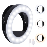 Clip sur Selfie Ring Light 40 lumière LED avec 3 modes d'éclairage luminosité en continu pour iPhone/Android téléphone portable iPad ordinateur portable