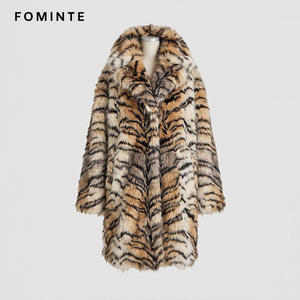 <span class=keywords><strong>Manteau</strong></span> long en fausse fourrure imprimé tigre de luxe pour <span class=keywords><strong>femme</strong></span>, veste d'hiver douce et moelleuse, élégante, à motif animalier, tendance - Product Image 3