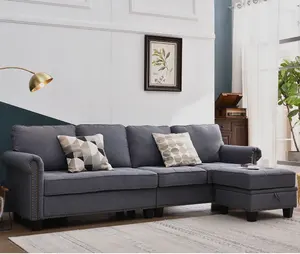 现代风格客厅家具布艺组合沙发木架美式布艺五座立体定制沙发套装