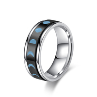 Bague en acier inoxydable de 7mm argent or rose noir éclipse solaire totale lune rotative décompression bague en acier inoxydable 643