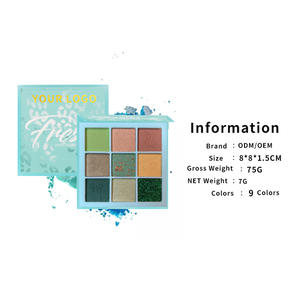 Palette <span class=keywords><strong>d</strong></span>'ombres à paupières populaire, 9 teintes, vegan, <span class=keywords><strong>vert</strong></span> mat, brillant, paillettes, vente en gros - Product Image 4