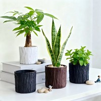 Pot Tanaman Mini Tekstur Kulit Kayu Imitasi untuk Dekorasi Rumah Modern, Pot Sukulen, Pot Bunga & Pot Tanam untuk Tanaman
