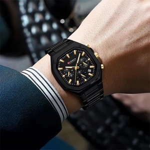CURREN orologi da polso da uomo di moda 8459 in acciaio inossidabile <span class=keywords><strong>bianco</strong></span> cronografo <span class=keywords><strong>quadrante</strong></span> classico Sport stile luminoso mani orologi al quarzo - Product Image 3