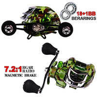 En gros Moulinet de baitcasting métallique 18+1BB, rapport de transmission 7.2:1, pour eau salée et eau douce, moulinet de pêche à la ligne durable