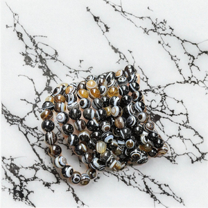 BEST > Bracelets extensibles en agate noire naturelle, perles de 8 mm, 10 mm, 12 mm, motif œil, bijoux en pierres précieuses, unisexe - Product Image 3