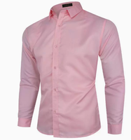 Kemeja Pria Slim Fit Anti Kusut Lengan Panjang untuk Acara Formal Bisnis Warna Solid Ukuran S-5XL untuk Musim Gugur