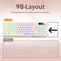 Clavier de jeu FURYCUBE IP98 à sensation mécanique, 98 touches avec écran intelligent et bouton rotatif, PBT double-shot RGB, détachable, filaire, PC/Mac