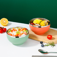 Bol en acier inoxydable SUS304 personnalisé, écologique, classique, réutilisable, boîte à lunch, bol pour nouilles instantanées, couvercle en plastique, résistant au four