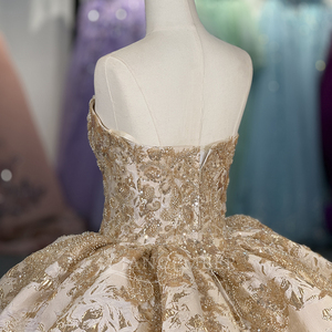 ชุดเดรสหรูสำหรับงาน Quinceanera ประดับด้วยลูกไม้สีทองอร่าม Vestidos De 15 Anos ทรงคอร์เซ็ท ชายกระโปรงยาวแบบ Court Train สำหรับงานเลี้ยงวันเกิดอย่างเป็นทางการ Dy5995 - Product Image 6