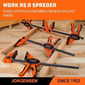 Serre-joints à barre Jorgensen de 6 po pour le travail du bois - Lot de 4 serre-joints écarteurs E-Z Hold polyvalents à déverrouillage par cliquet - Product Image 4