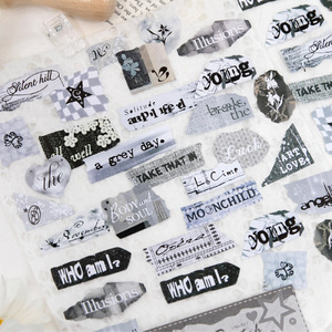 50 hojas por paquete de pegatinas de elementos con palabras en inglés, tela de terciopelo cálido, material para carpas, decoración DIY, collage de tarjetas. - Product Image 1