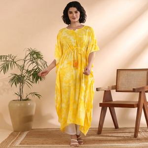 High Quality Designer Rayon <b>Kaftan</b> Tie Dyed <b>Summer</b> Daily Wear Regular Fit Sweetheart neck at Best Price by Supplier - Product Image 1