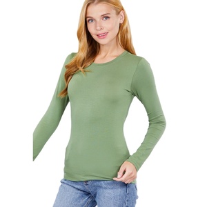 T-shirt manches longues pour femmes, vêtement de bureau, simple et confortable, extensible, de qualité supérieure, avec logo personnalisé imprimé, de couleurs décor, - Product Image 1