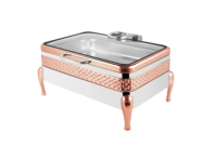 Plats de service de luxe de haute qualité 9L pour banquets de mariage, en acier inoxydable noir, chauffe-plats avec couvercle en verre hydraulique, alimentés à l'alcool