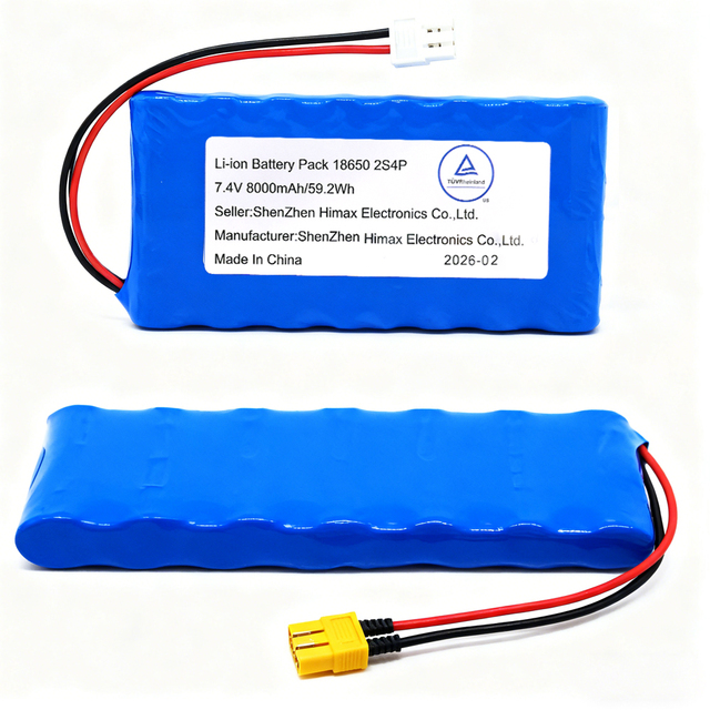 Li-ion 18650 2S4P 7.4V 8000mAh Lithium-ion Battery Pack for Cordless Electric Heated Lunch Box Solar Street Light Lamp
