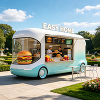 Mini chariot à café mobile avec fenêtre de service, emplacement pour expresso, éclairage LED, roues verrouillables pour centre commercial