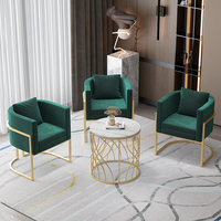 Ensemble de fauteuils en velours doré et métal, mobilier d'appoint de luxe nordique moderne pour salon et chambre à coucher, idéal pour les hôtels