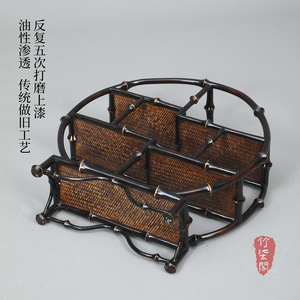 Bamboo Display <b>Shelf</b> Round Multifunctional Tea Storage <b>Rack</b> For Living Room Standing Type YY0665 - Product Image 4