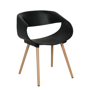 Fabricant de Bazhou en Chine, vente en gros de fauteuils modernes bon marché, chaise longue, pieds en bois, chaise de salle à manger moderne en plastique noir, design de chaise - Product Image 1