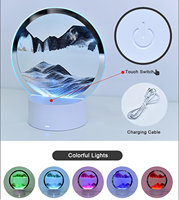 Lampe de table moderne sablier dynamique, base E26, art du sable mouvant, image 3D dynamique, en verre, alimentation USB, lumière LED DC 5V